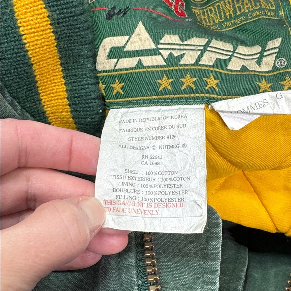 Vintage Nutmeg By Campri Green Bay Packers Full Zip Jacket Grunge Large - Picture 6 of 11